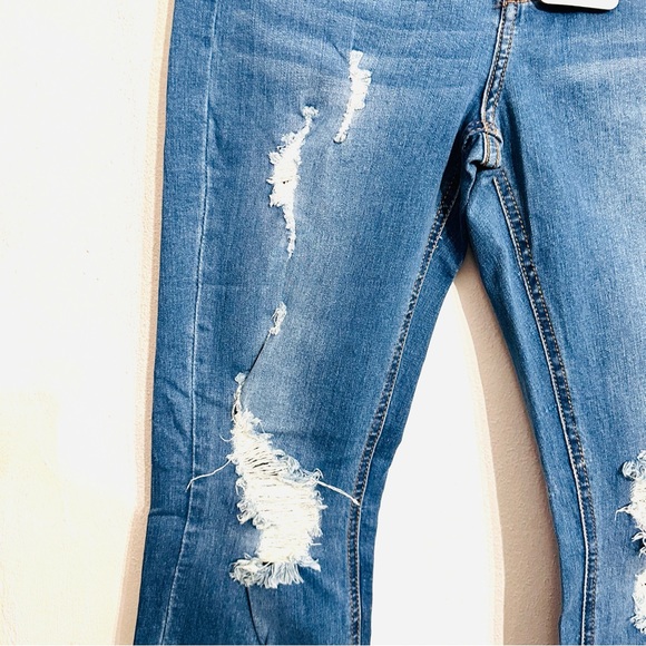 Dogma Distressed Jeans Womens 9/28 Blue Side Split Straight Leg Stretch Casual - Picture 3 of 12